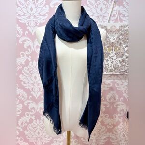 Fendi FF Logo Navy Blue Scarf 
Silk & Cashmere